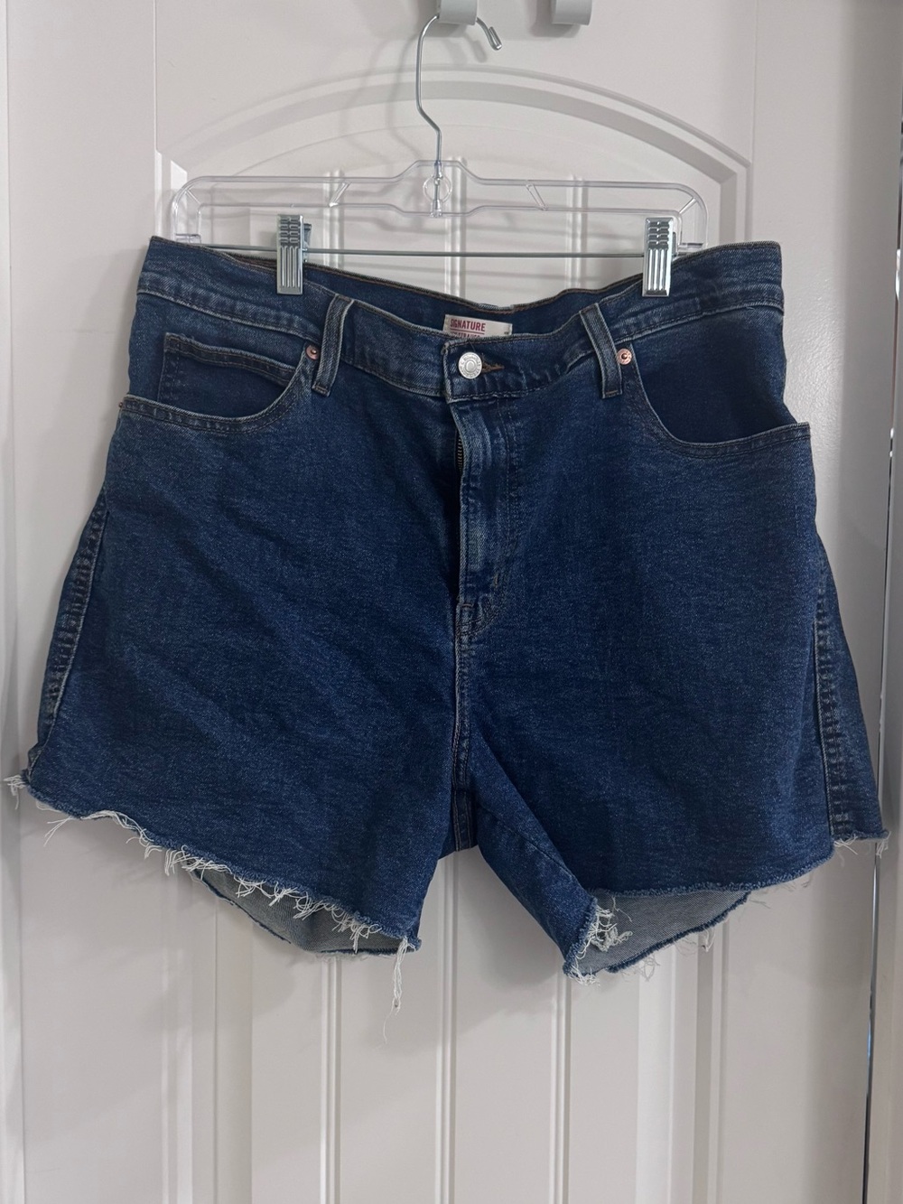 Signature by Levi Strauss Dark Blue Denim Cutoff Shorts